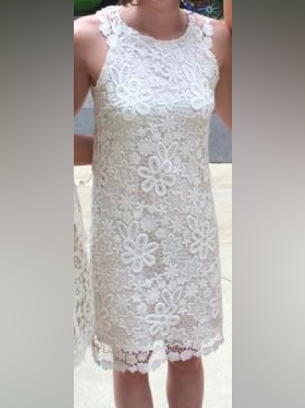 BHLDN Ivory Floral Lace Sleeveless Dress